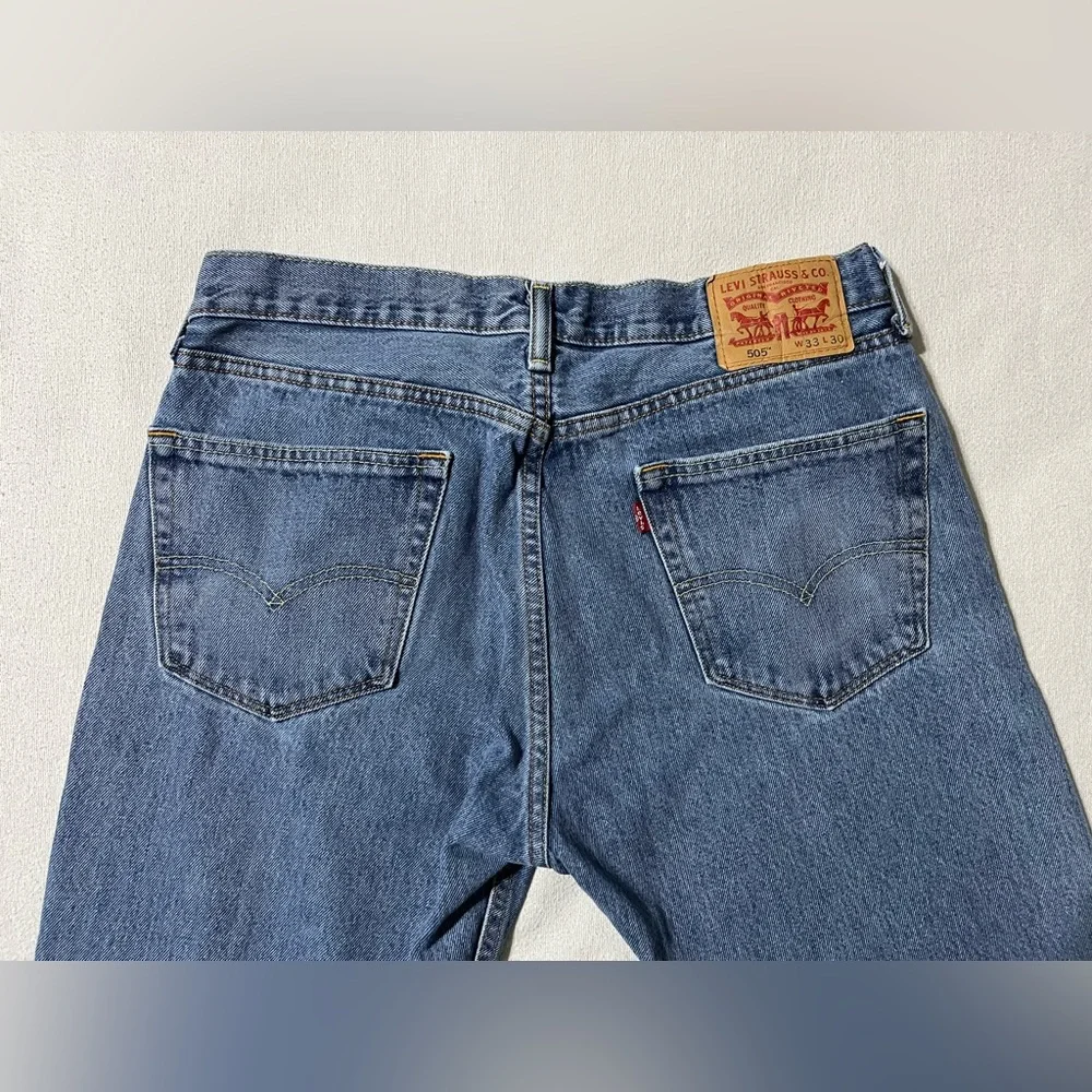 Levis 505 Mens 32x29 Blue Regular Straight Denim Jeans‎
